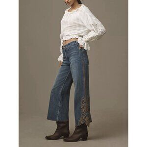 NWT Size 28-Anthro The Ettie High-Rise Crop Jeans: Embroidered Hem (NWT US$ 178)